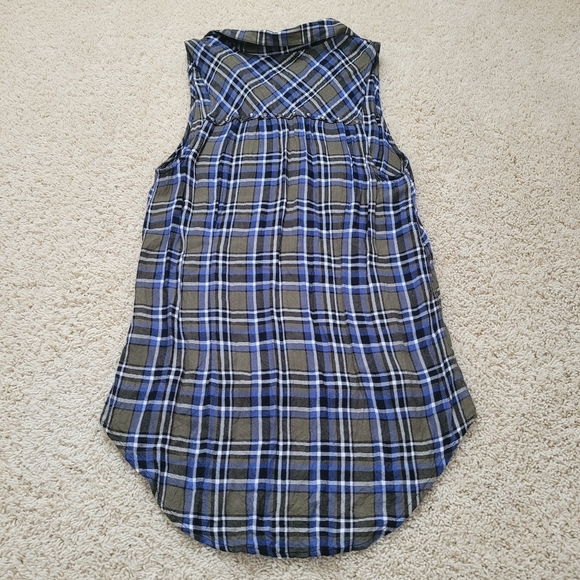 Rock & Republic Plaid Studded Button Down Sleeveless Tank Top S Grunge Y2K - Picture 8 of 12